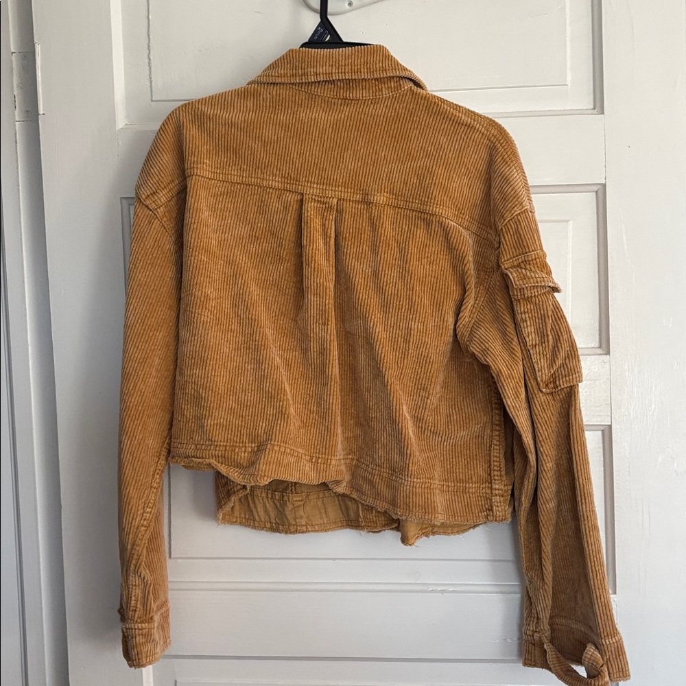 We The Free Cropped Corduroy Button-Front Jacket in Mustard - Picture 4 of 4